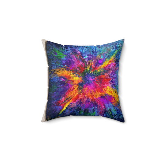 Vibrant Explosion Decorative Pillow - Colorful Abstract Square Throw Cushion