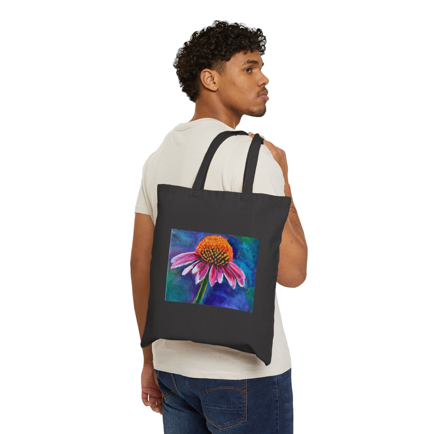 Coneflower Art Tote Bag — Vibrant Botanical Canvas Tote