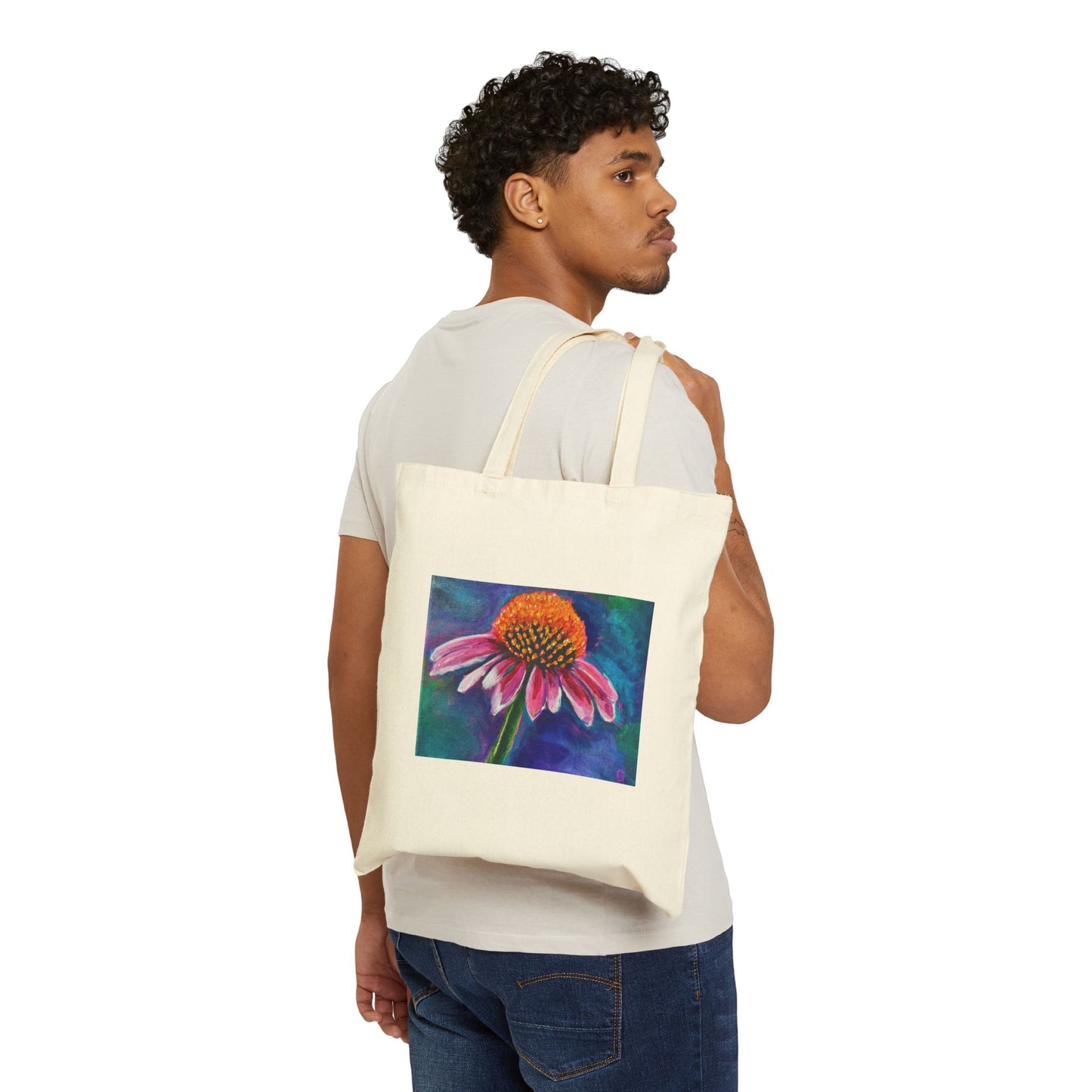 Coneflower Art Tote Bag — Vibrant Botanical Canvas Tote