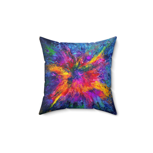 Vibrant Explosion Decorative Pillow - Colorful Abstract Square Throw Cushion